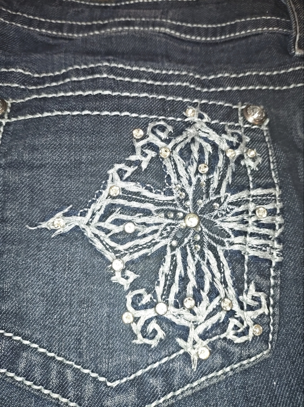 Suko Jeans Woman Dark Distressed,Embroidery,Bootcut,Size 14 - Picture 12 of 12